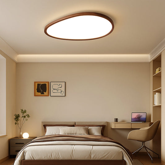 LumiGrain | Refined Ultra Thin Dark Wooden Ceiling Lamp - Foivo