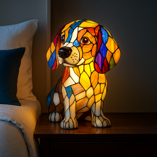Lampe de Table en Verre Coloré avec LED pour Chien - Foivo