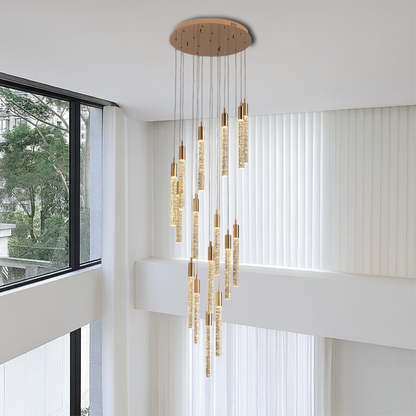 Luminaire | Chandelier Acrylique Or Élégant pour Intérieur Raffiné