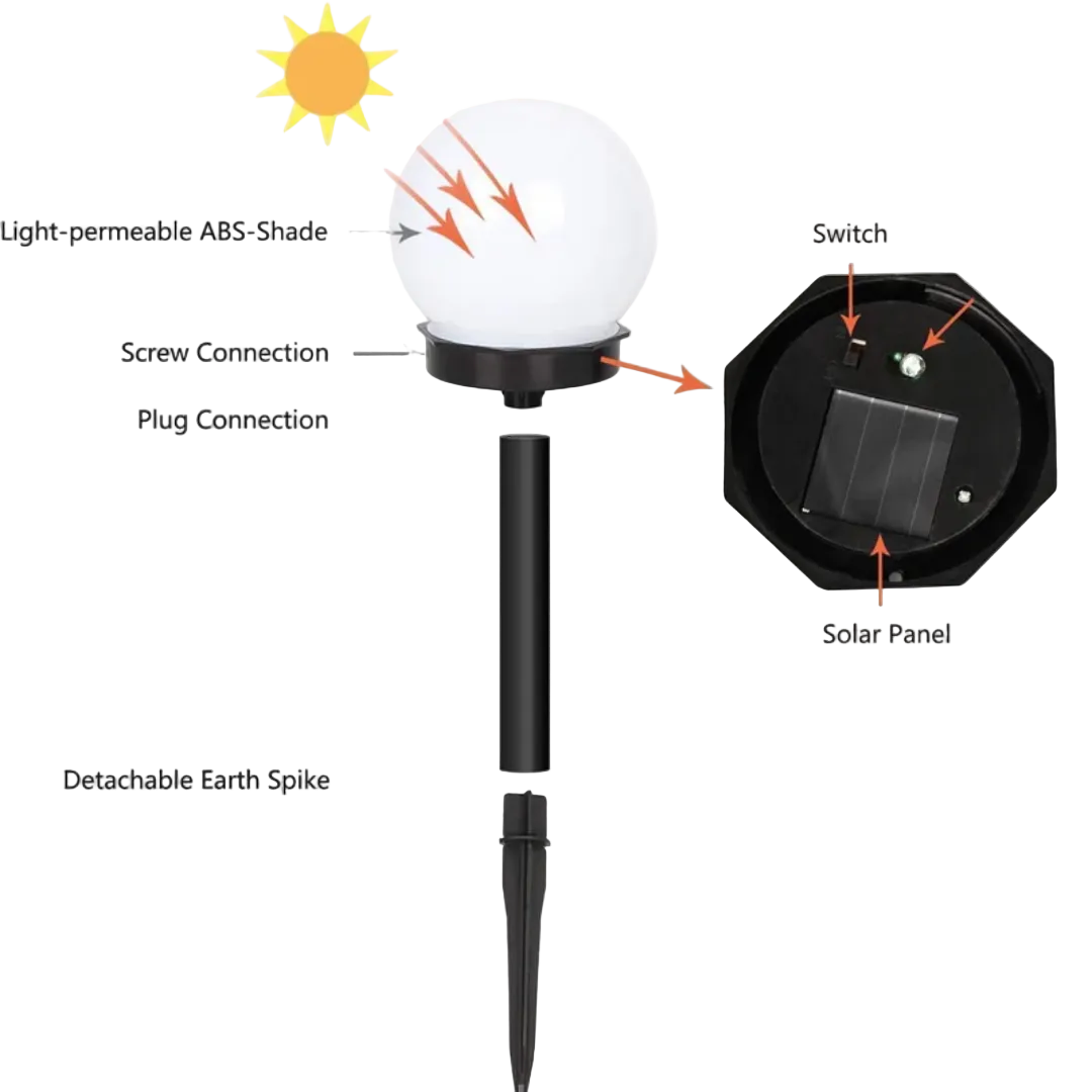 Luminaires Jardin Sphériques Solaires LED Extérieur - Foivo