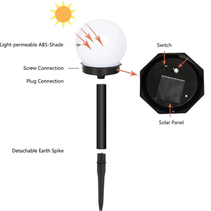 Luminaires Jardin Sphériques Solaires LED Extérieur - Foivo