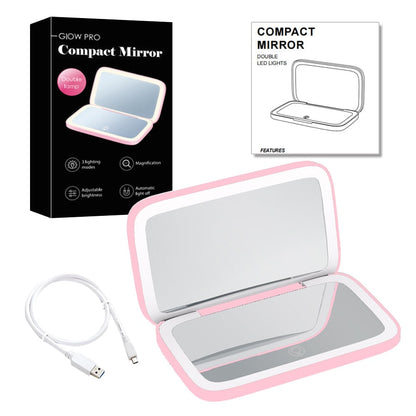 Miroir de Maquillage LED Compact avec Double Grossissement