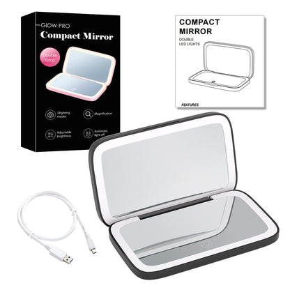 Miroir de Maquillage LED Compact avec Double Grossissement