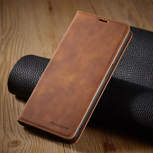 Étui Téléphone Cuir Luxe avec Aimant - Foivo