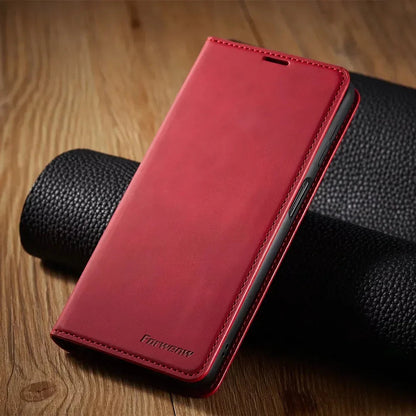 Étui Téléphone Cuir Luxe avec Aimant