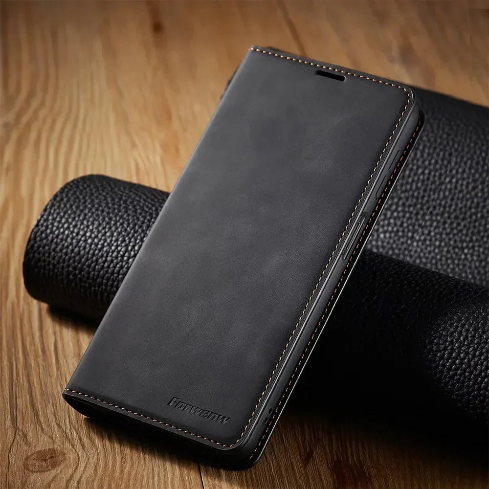Étui Cuir Magnétique Téléphone avec Porte-Carte