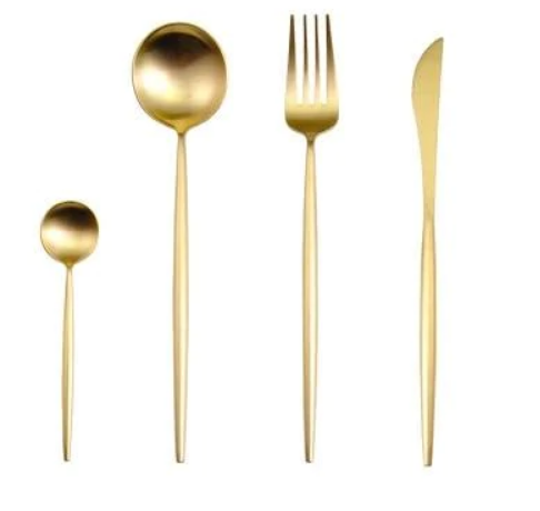 Coutellerie Élégante Inox 24 Pièces Doré Argenté