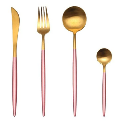 Coutellerie Élégante Inox 24 Pièces Doré Argenté