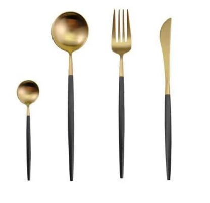 Coutellerie Élégante Inox 24 Pièces Doré Argenté
