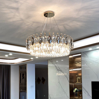 Lustre Cristal Luxe - Suspension LED Rose Or, Réglable, Tailles Variées - Foivo