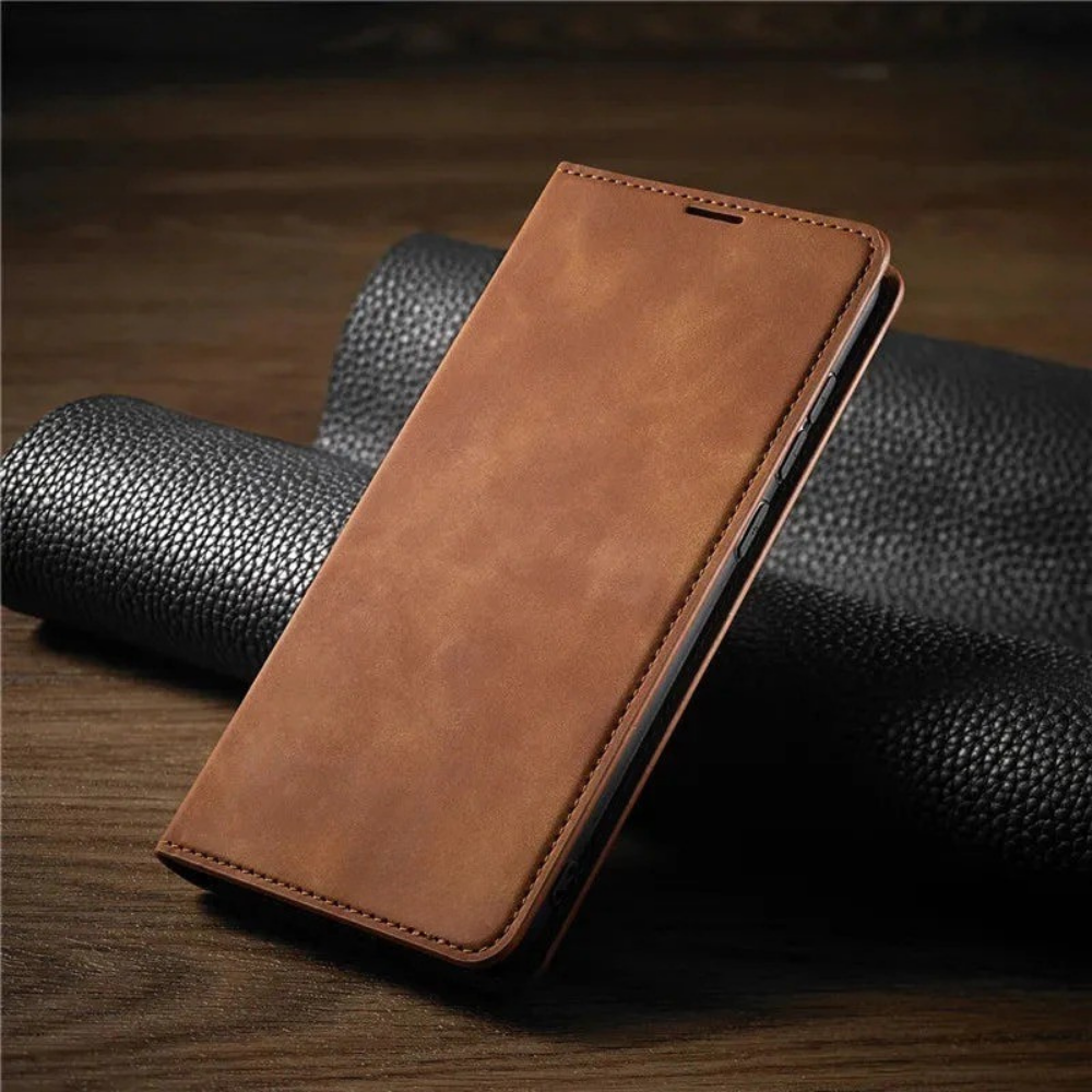 Étui Téléphone Cuir Flip Magnétique