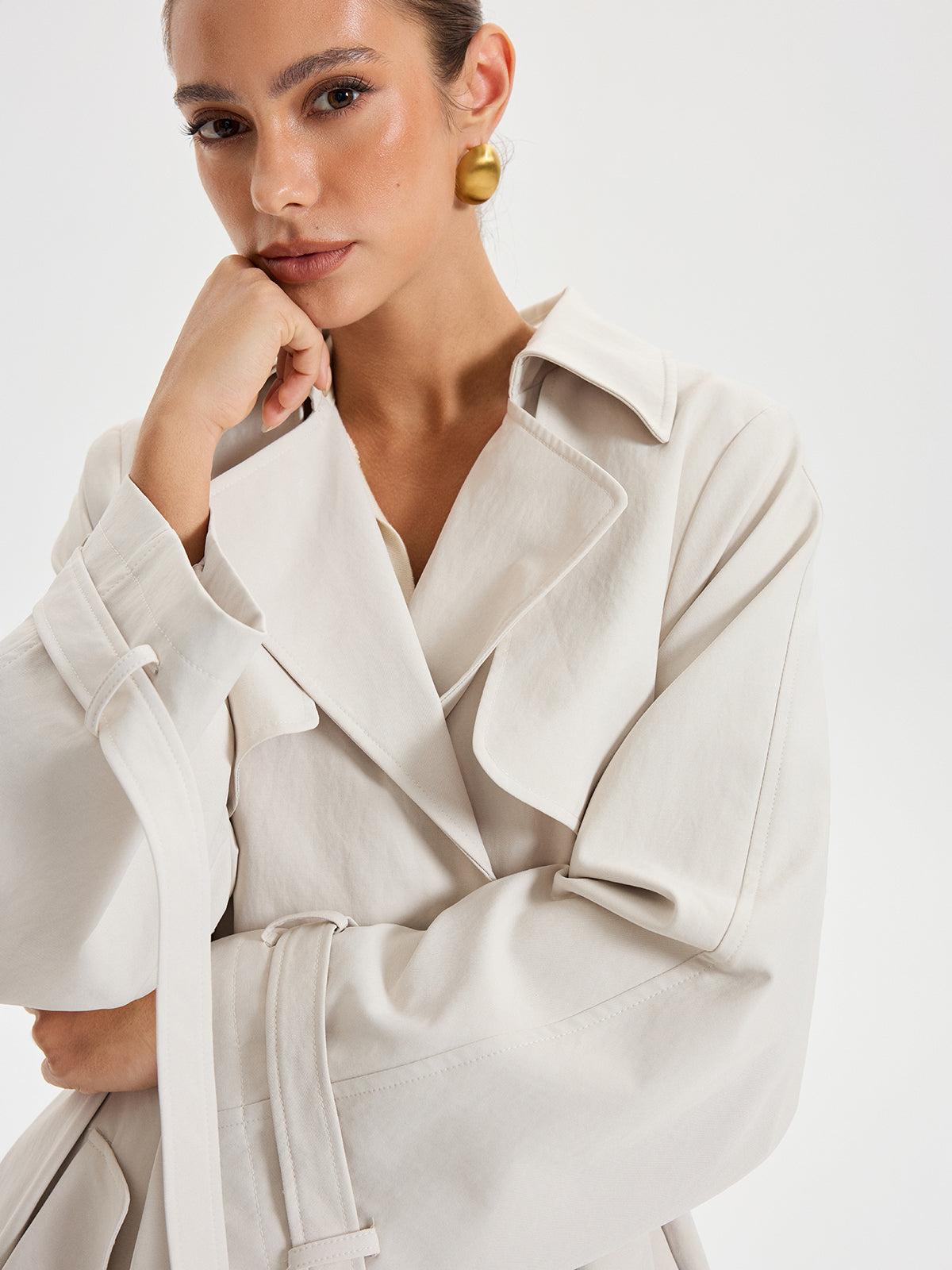 Manteau Trench Classique Élégant Ceinturé - Foivo