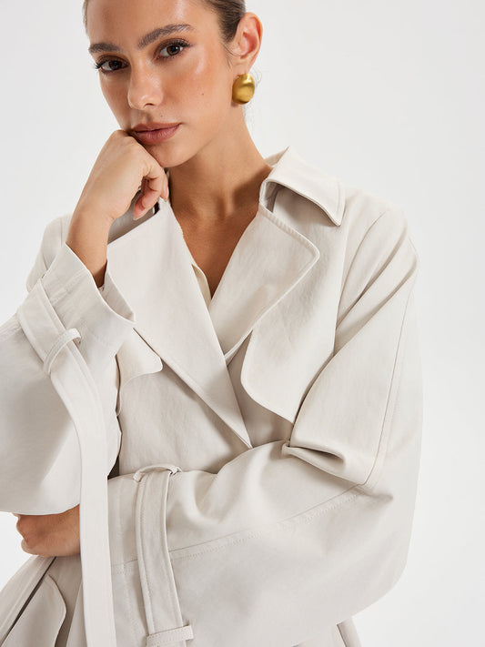 Manteau Trench Classique Élégant Ceinturé - Foivo