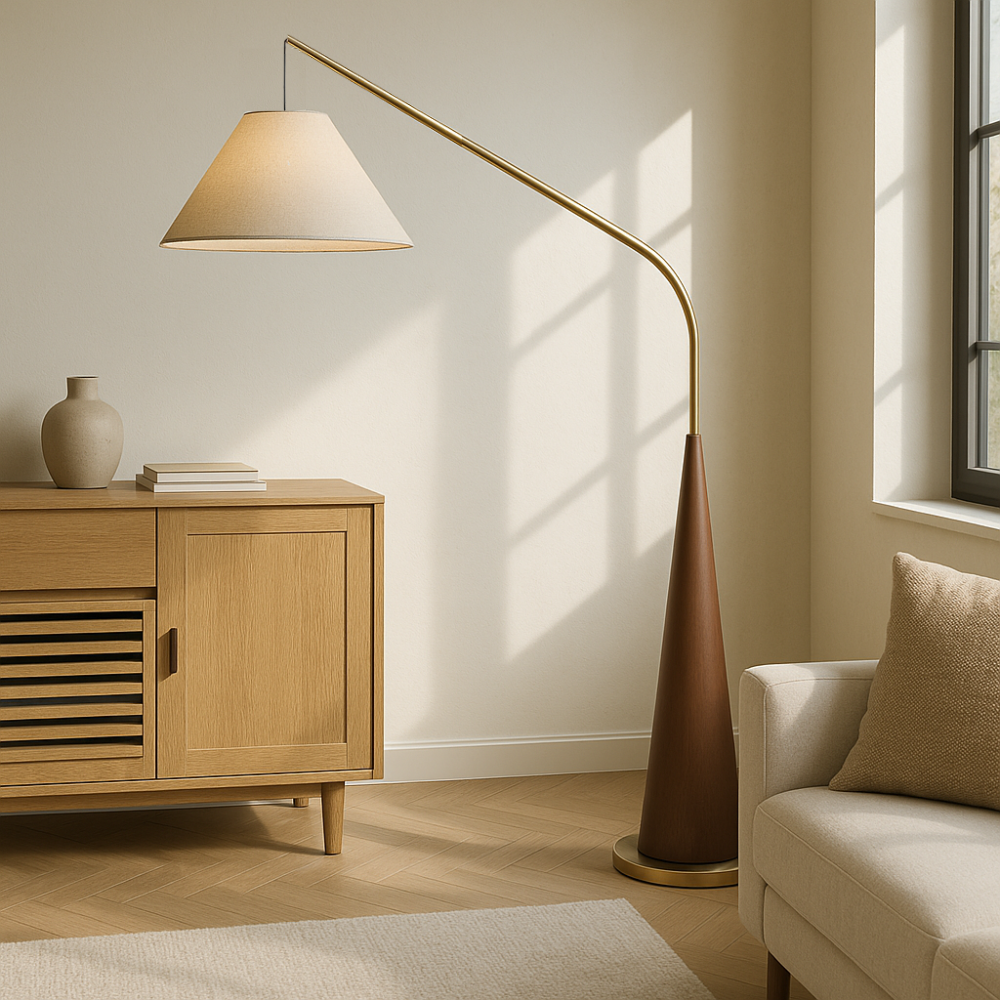 Lampe Sol Élégante en Bois Rétro - Foivo