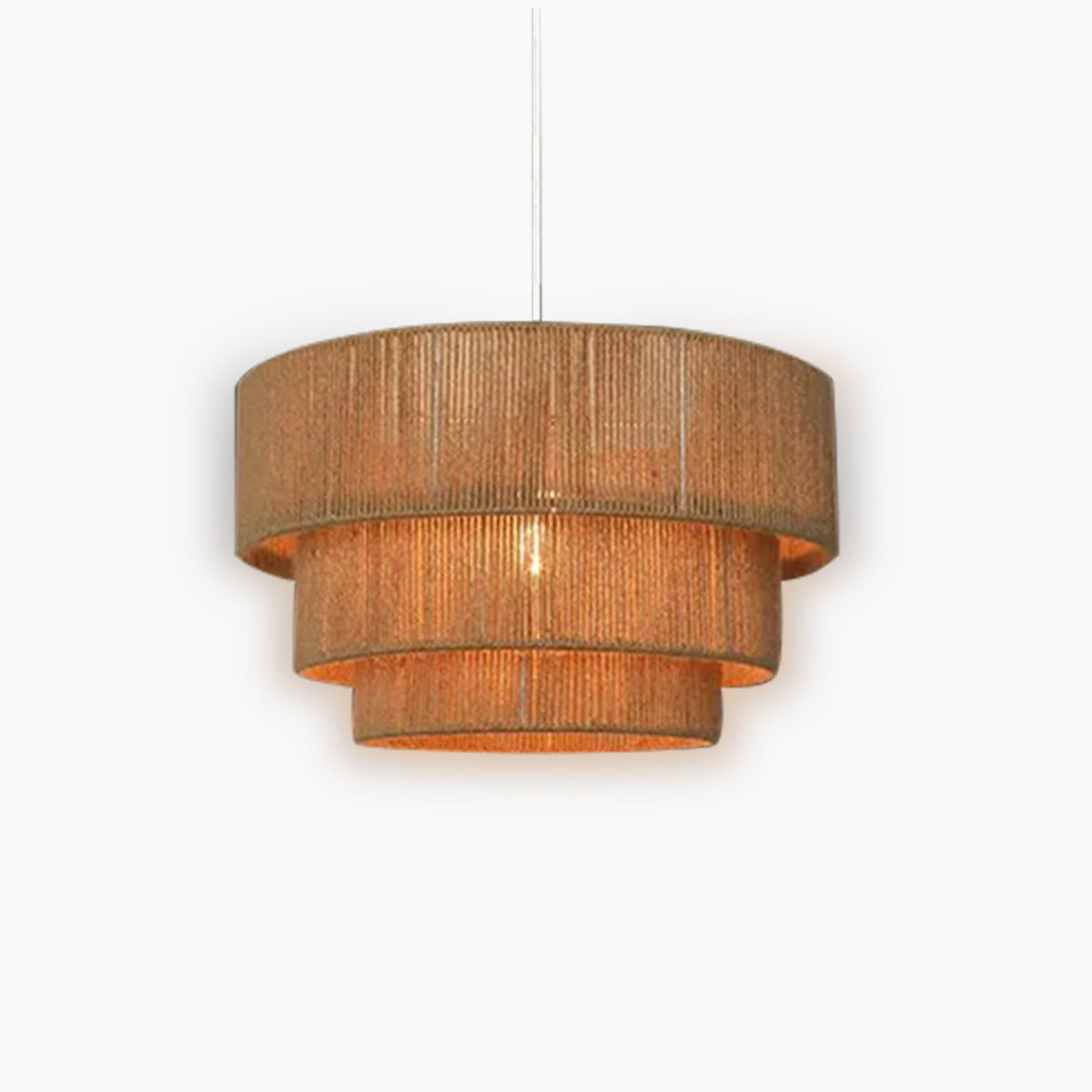 Lampe Suspendue Industrielle en Métal et Fibre Naturelle