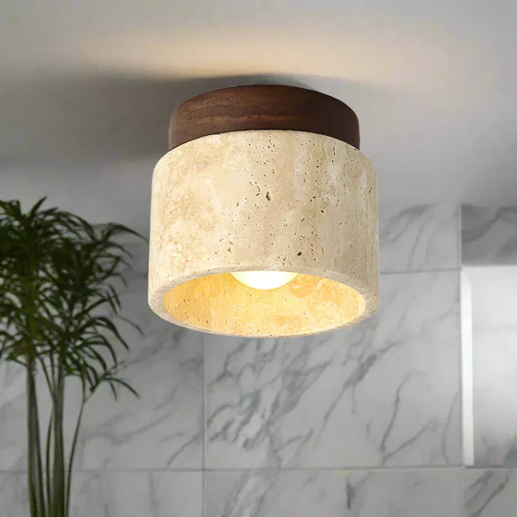 Lampe Plafond Design Élégant Crème et Bois - Foivo