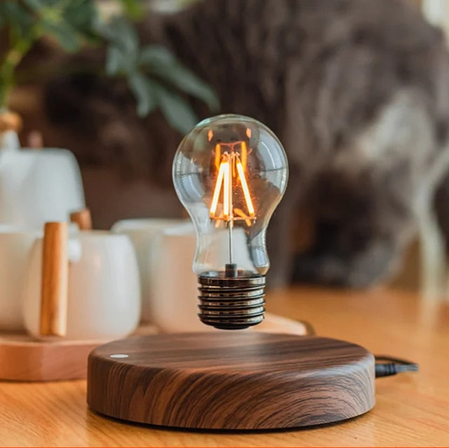 Lampe LED Flottante Design Bois Élégant