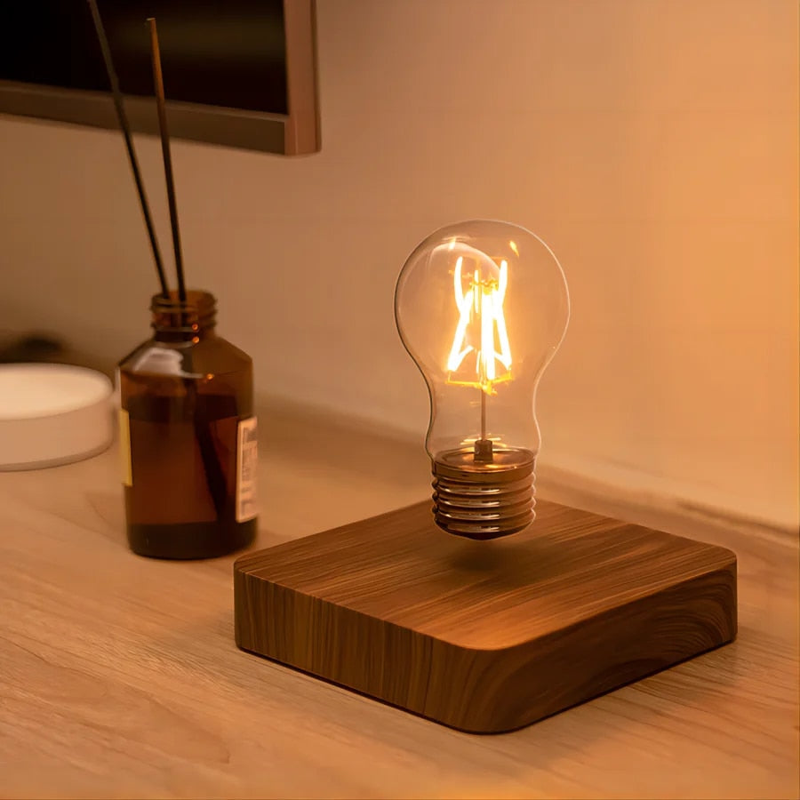 Lampe LED Flottante Design Bois Élégant