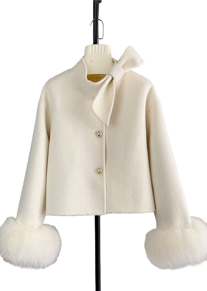 Manteau Court Femme Boutons Manches Longues - Foivo