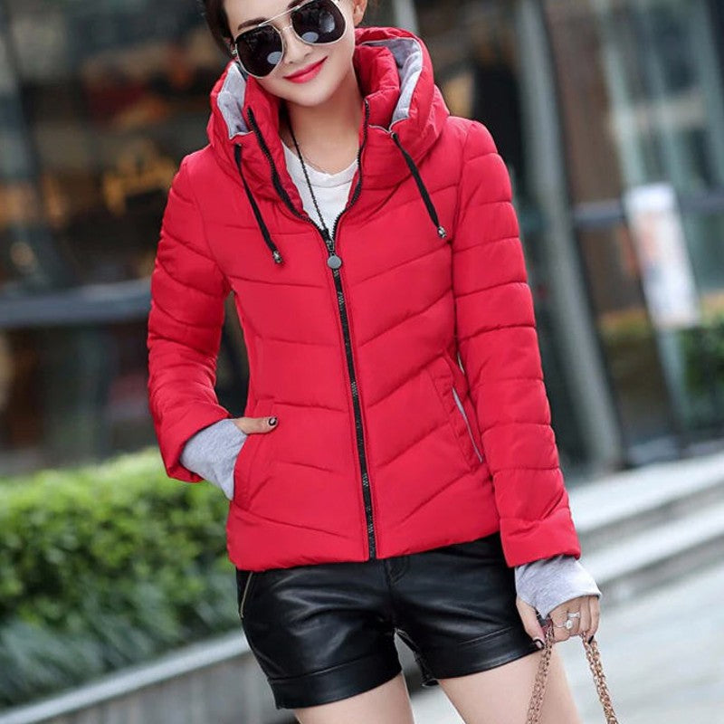 Veste Hiver Longue Élégante avec Capuche et Fermeture Éclair