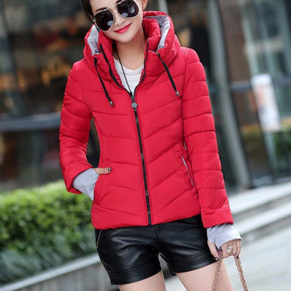 Veste Hiver Longue Élégante avec Capuche et Fermeture Éclair