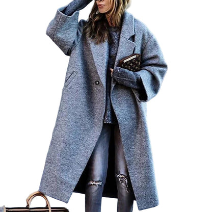 Manteau Long Femme Laine Mélangée Coupe Oversized - Foivo