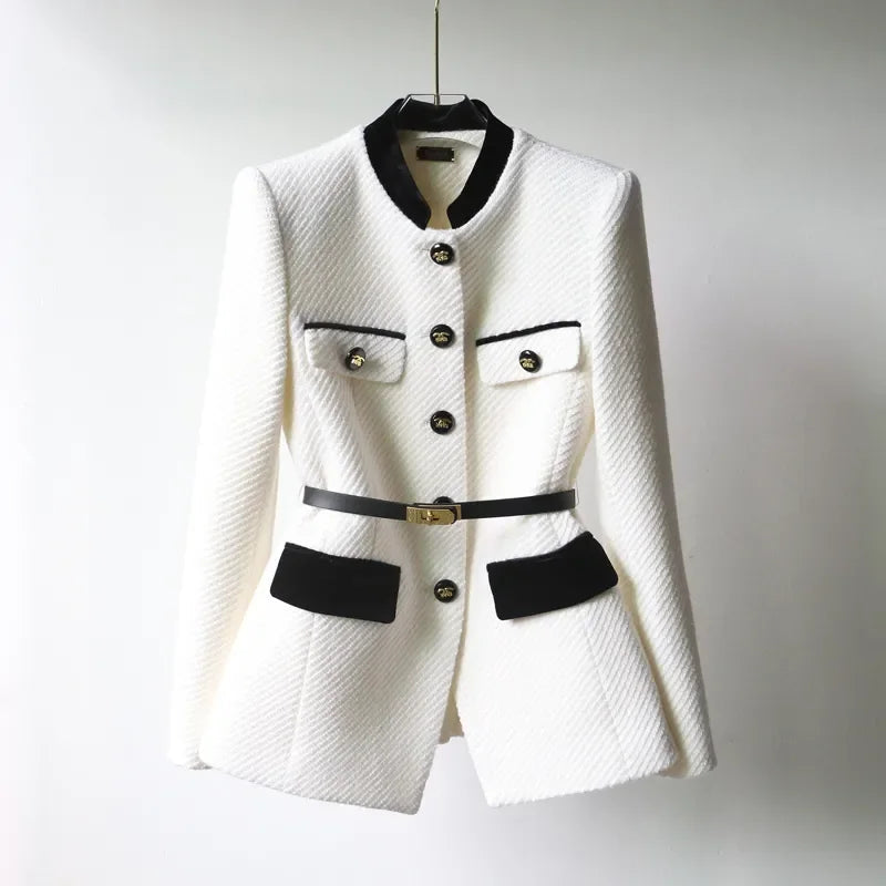 Manteau Femme Élégant Mi-Long en Laine Chaud