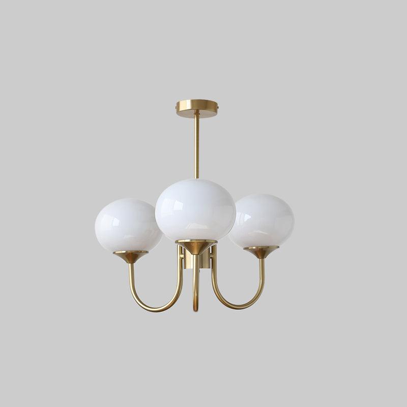 Luminaire Plafond Élégant 3 ou 5 Bras - Doré avec Abat-jours en Verre Rose