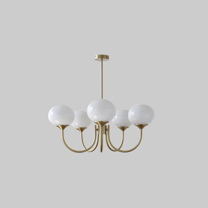 Luminaire Plafond Élégant 3 ou 5 Bras - Doré avec Abat-jours en Verre Rose