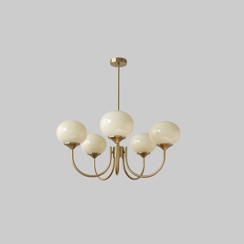 Luminaire Plafond Élégant 3 ou 5 Bras - Doré avec Abat-jours en Verre Rose