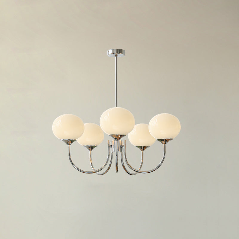Luminaire Plafond Élégant 3 ou 5 Bras - Doré avec Abat-jours en Verre Rose