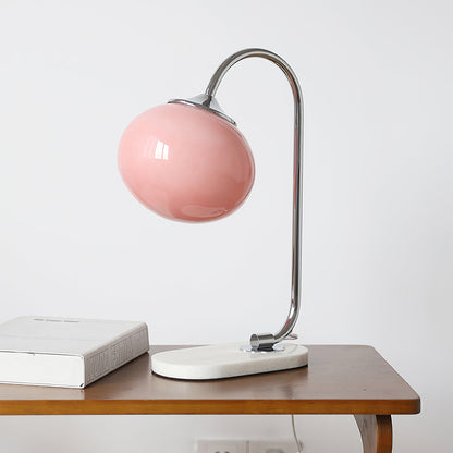 Lampe de Bureau Colorée en Verre | Finition Or et Abat-jour Fuchsia