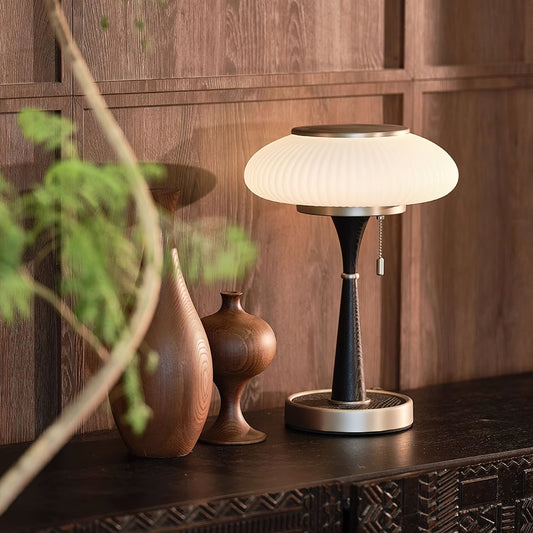 Lampe de Table Élégante - Bois et Verre Naturel - Foivo