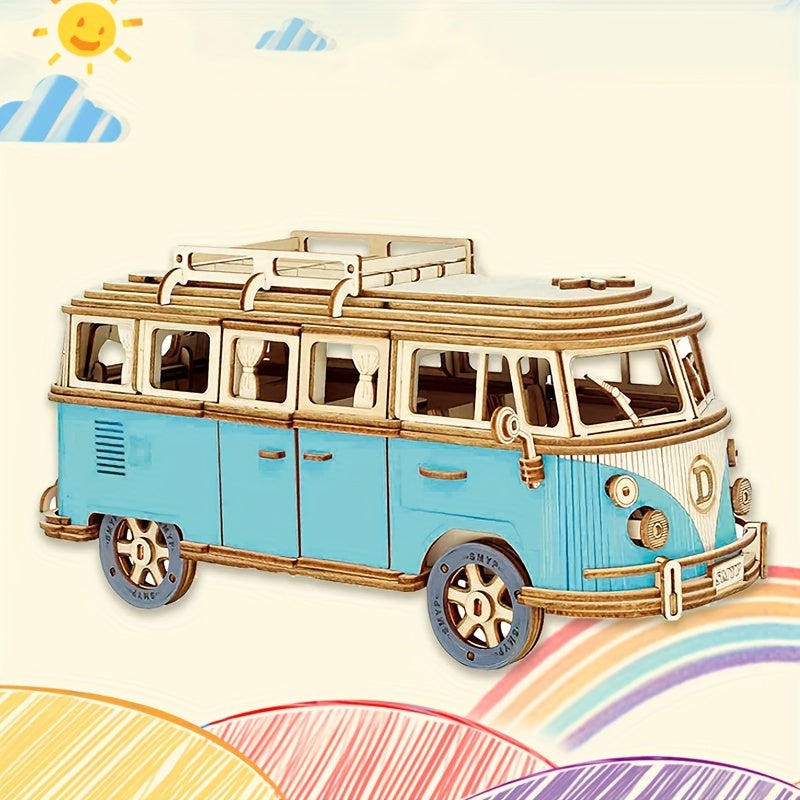 Camion de Camping en Bois 3D pour Enfants et Adultes