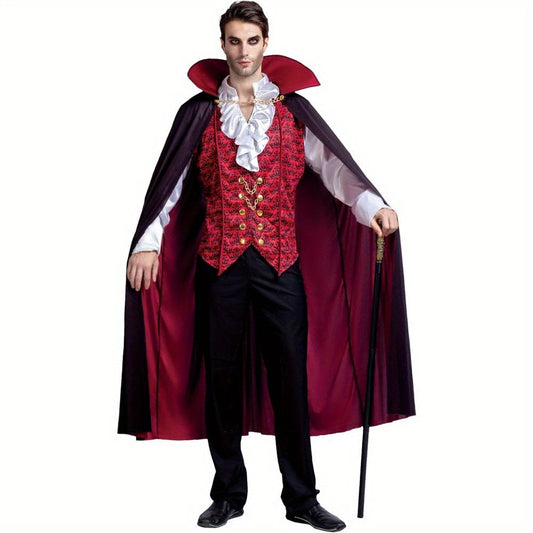 Costume Vampire Élégant Homme | Cape Noire et Chemise Luxe - Foivo