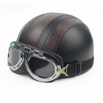 Casque Moto Vintage Élégant | Aspect Chromé et Style Rétro