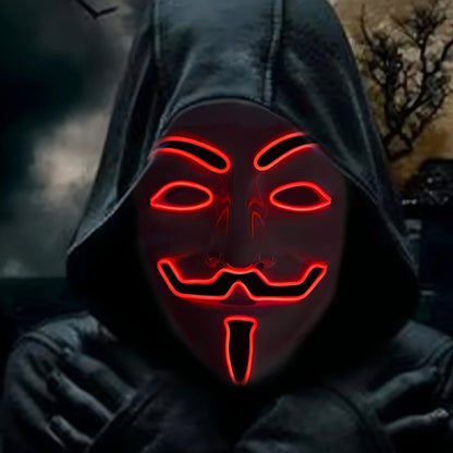 Masque LED Homme Éclairé - Déguisement Masque Crâne pour Halloween