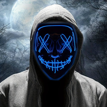 Masque LED Homme Éclairé - Déguisement Masque Crâne pour Halloween