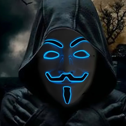 Masque LED Homme Éclairé - Déguisement Masque Crâne pour Halloween