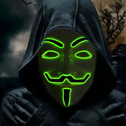 Masque LED Homme Éclairé - Déguisement Masque Crâne pour Halloween