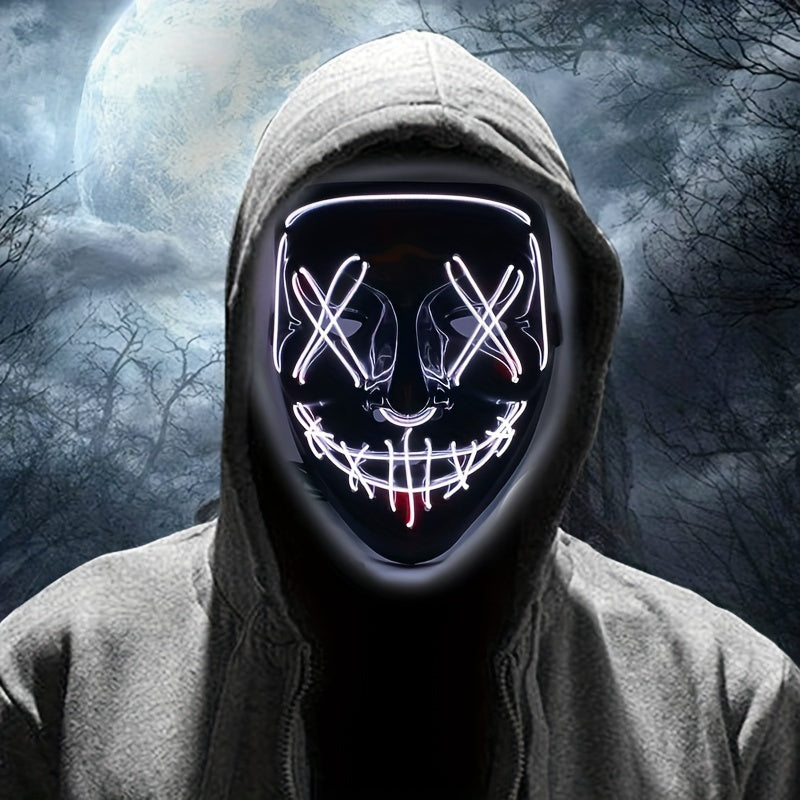 Masque LED Homme Éclairé - Déguisement Masque Crâne pour Halloween
