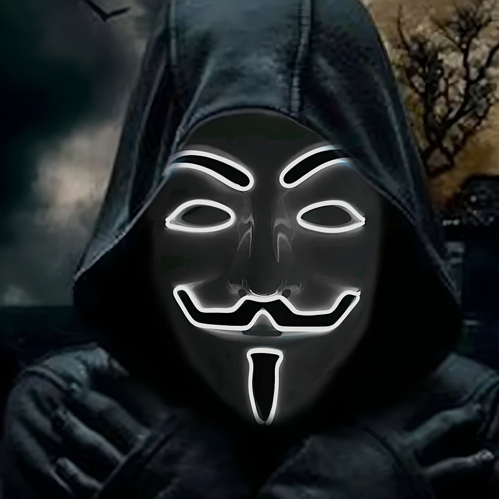 Masque LED Homme Éclairé - Déguisement Masque Crâne pour Halloween