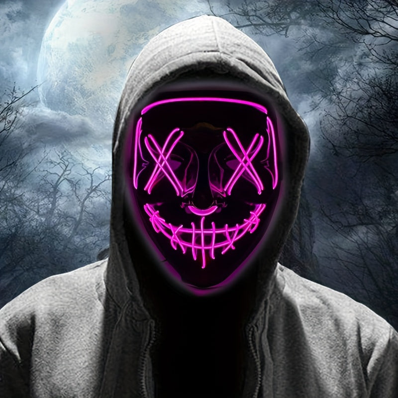 Masque LED Homme Éclairé - Déguisement Masque Crâne pour Halloween