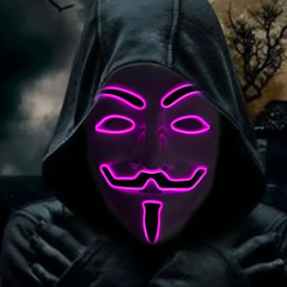 Masque LED Homme Éclairé - Déguisement Masque Crâne pour Halloween
