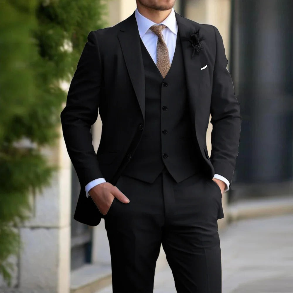 Costume Homme 3 Pièces Classique - Tissu Doux et Taille Affûtée - Foivo