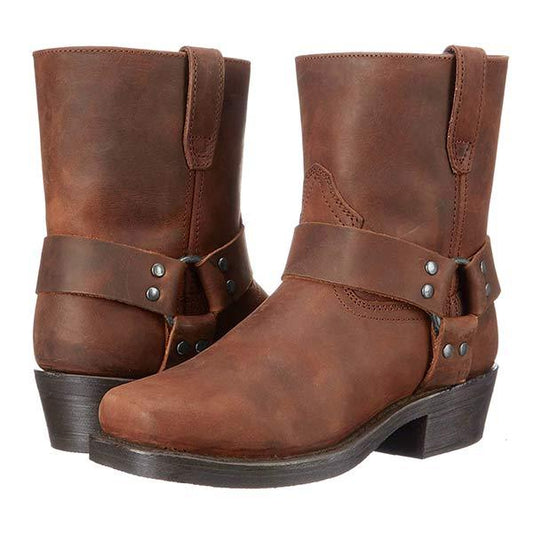 Bottes Moto Cuir Noir Élégantes Mi-Hauteur - Foivo