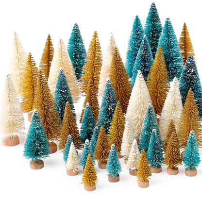 Décor de Noël Arbre Miniature Floconneux Ensemble de Brosses à Bouteilles pour Table