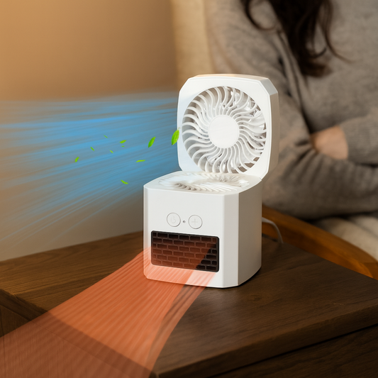 Chauffage Élégant et Ventilateur de Bureau Portable - BlxckFR