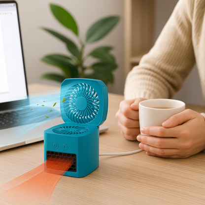 Chauffage Élégant et Ventilateur de Bureau Portable
