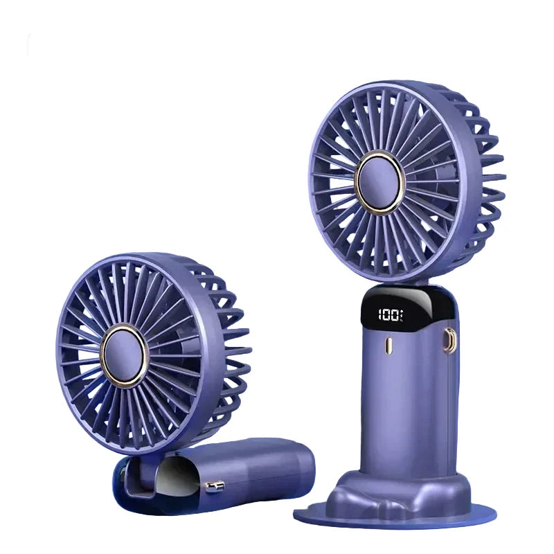 Mini Ventilateur Portable Pliable 5 Vitesses Avec Support Téléphone et Écran LED 10